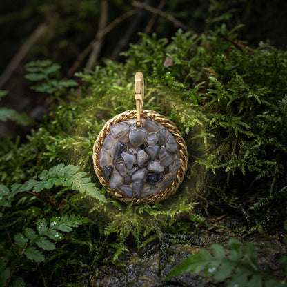 Amulet tensorowy z Onyksem - Srebro 925 pozłacane