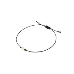 Provázkový náramek s kamenem - Horský krystal 4mm - Černý