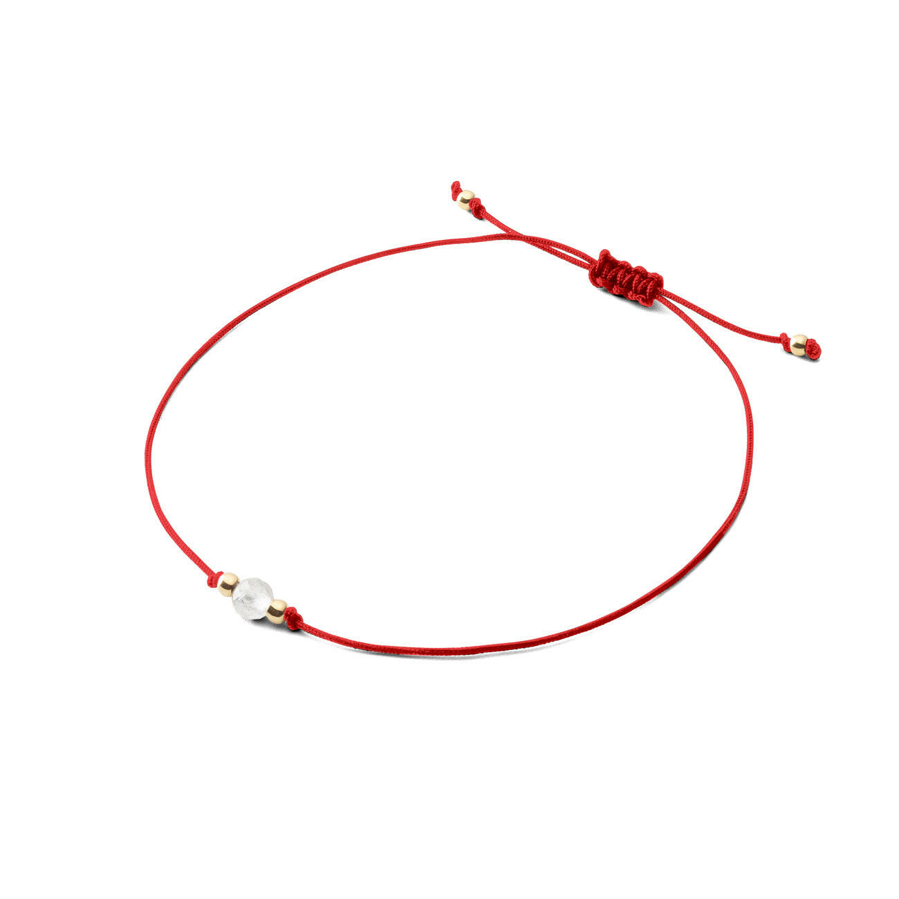 Bransoletka sznurkowa z kamieniem - Kamień Górski 4mm - Czerwona.