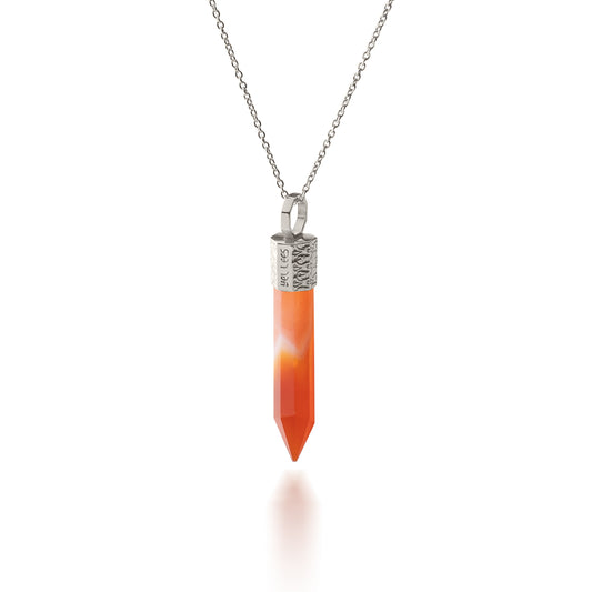 Naszyjnik z Karneolem – Srebro 925 pokryte platyną