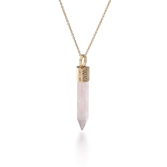 Naszyjnik z Kwarcem Różowym – Srebro 925 pozłacane