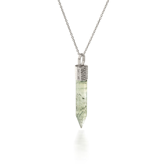 Naszyjnik z Prehnitem – Srebro 925 pokryte platyną