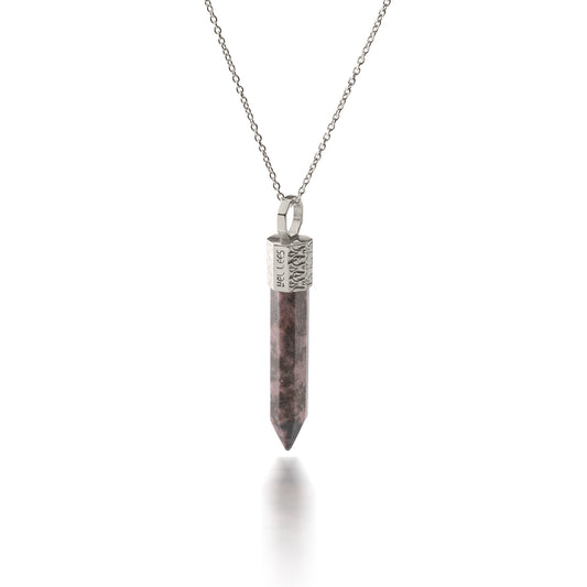 Naszyjnik z Rodonitem – Srebro 925 pokryte platyną